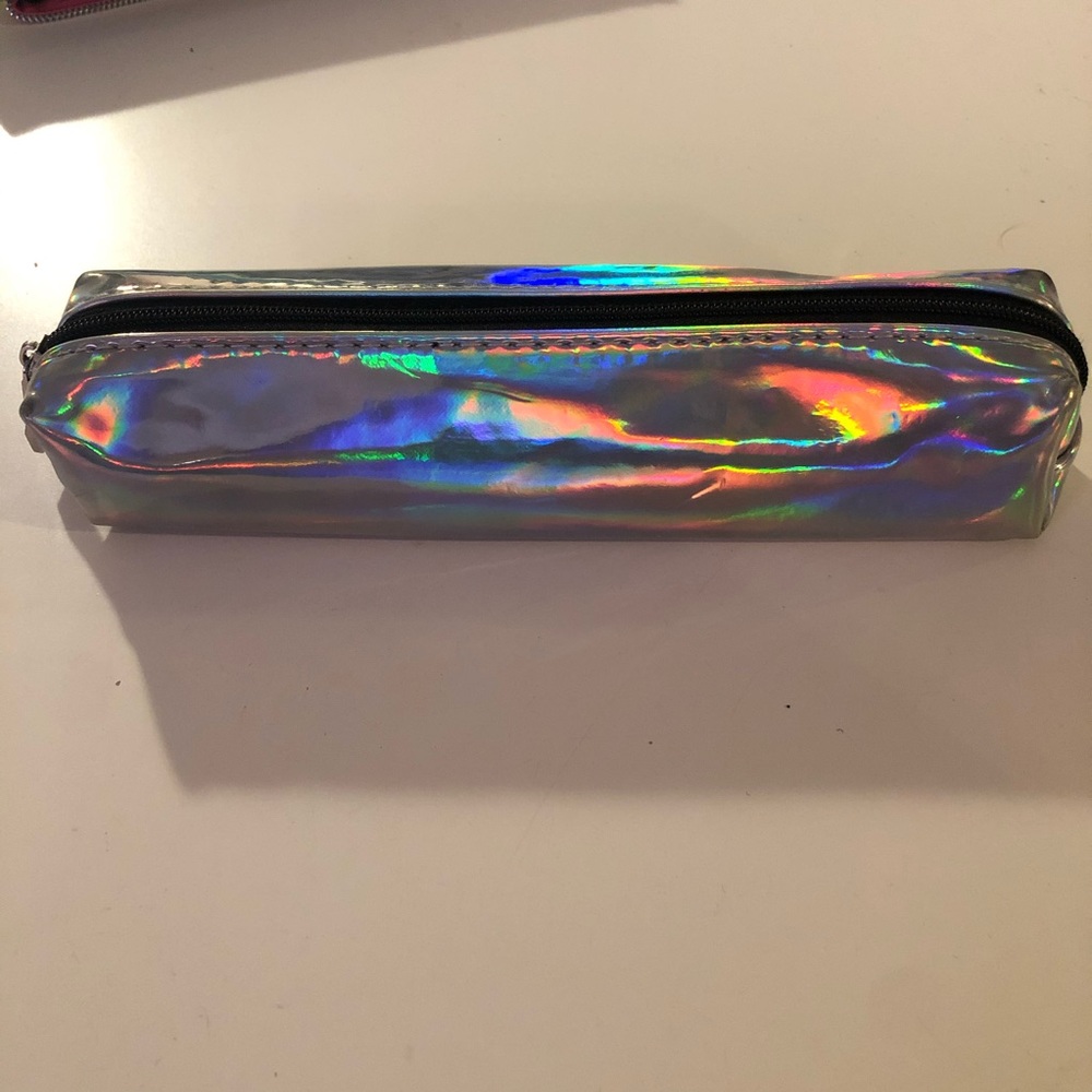 iridescent holographic pencil/makeup brush bag